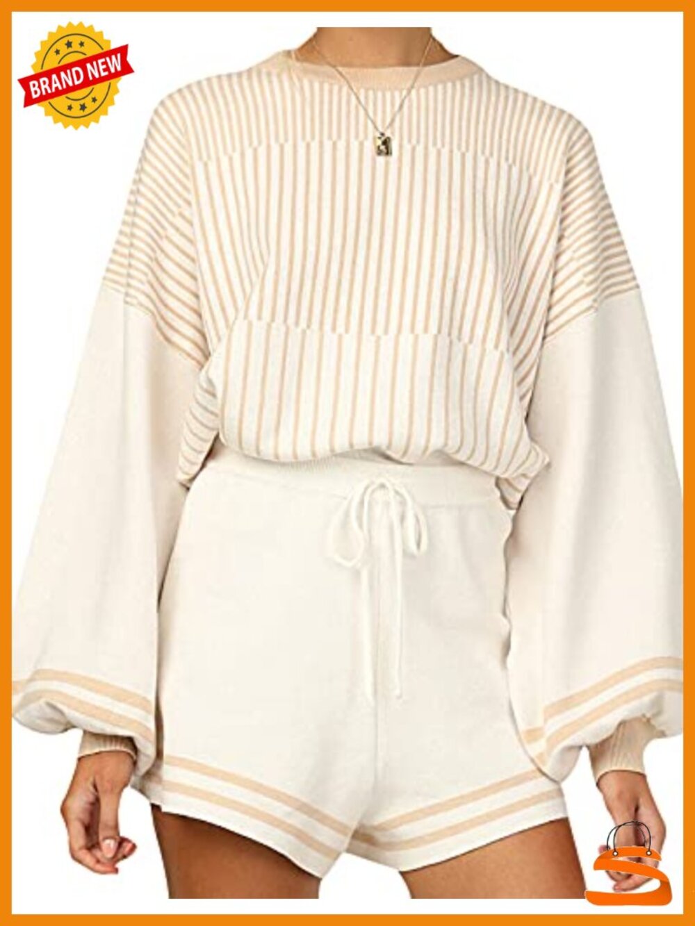2 Piece Knit Sweater Shorts Set Matching Lounge Set